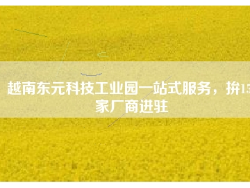 越南東元科技工業(yè)園一站式服務(wù)，拚150家廠商進駐