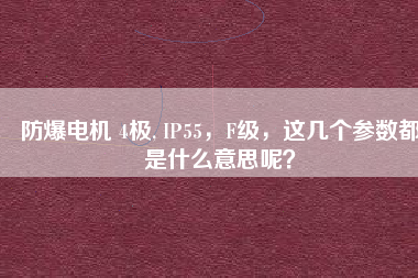 防爆電機 4極, IP55，F(xiàn)級，這幾個參數(shù)都是什么意思呢？